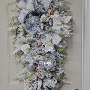 Festive Silver and White Holiday Wreath